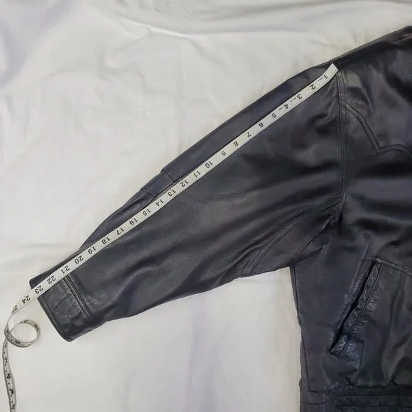 Pioneer Wear Men's Leather Bomber Jacket 100% Lamb Leather Vintage Biker Size L - Picture 13 of 16